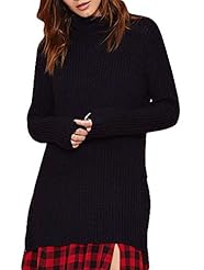 Slit Sweater Acrylic/Knit Turtleneck  Dress
