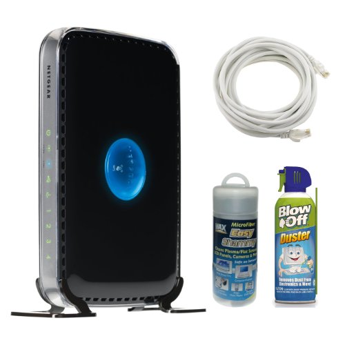 Netgear WNDR3400 Wireless Dual Band Router + 14FT CAT5E Network Cable + Shammy Cloth + Air Duster