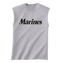 Marines Sleeveless T-Shirt - Military Style Physical Training T-Shirt in gray