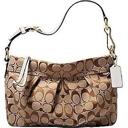Coach Signature Hamptons Shoulder Bag Tote 12918 Khaki White