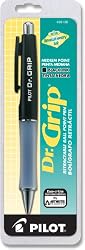 Pilot Dr. Grip Retractable Ballpoint Pens, Medium Point, Refillable, Black Barrel with Black Ink, 1-Count, 36100