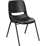 Black Ergonomic Shell Stack Chair [RUT-EO1-BK-GG]
