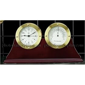 Gold Clock Thermometer on Wood by PhotoFramesPlus