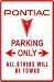 PONTIAC PARKING car transport muscle car sign
