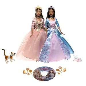 Barbie - Princess & Pauper Excl. Giftset - Princess Anneliese & Erika Dolls, Serafina, Wolfie, Music CD - Afri. Amer.