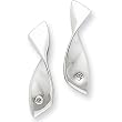 White Ice Sterling Silver Genuine Diamond Fish Stud Earrings