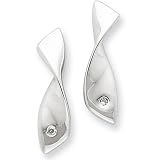 White Ice Sterling Silver Genuine Diamond Fish Stud Earrings