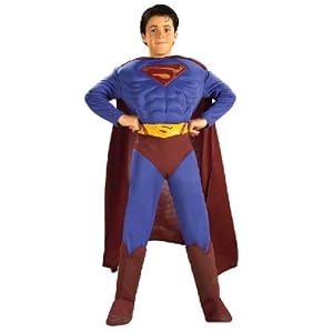 DC Comics Deluxe Muscle Chest Superman Child's Costume, Medium