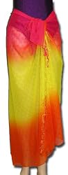 Full Size Pareo: Pink, Yellow, Orange Waves