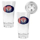 Texas Rangers MLB 2pc Pint Ale Glass Set with Baseball Bottom - Oval Logo