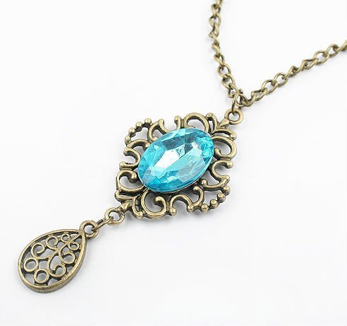 Fashion Jewelry, Blue Diamond Pendant Necklace,sweater Chain