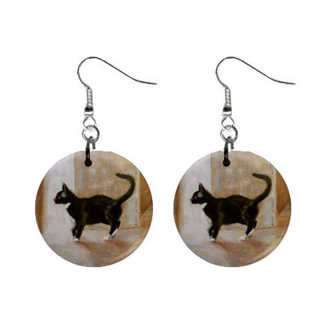 Cat Black & White Earrings Limited Edition Art Jewelry