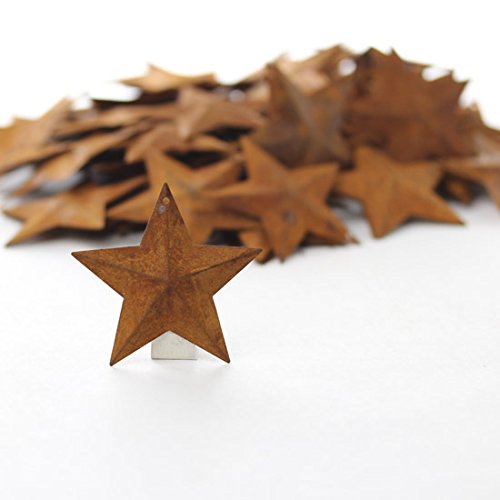 Group of 100 Rusted Metal Stars with Hole for Decorating and Finishing