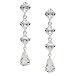 Sparkle Silver Tone Clear Crystal Teardrop Linear Earrings