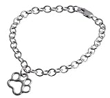 Paw Print Bracelet Sterling Silver for Dog Lovers and Cat Lovers by Ashley & Co. Paw Print Jewelry 7", 7.5"