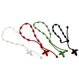 Knotted Rosary Bracelets in Red, White, Green, and Black Colors - Adjustable with Sliding Knot - Sold as a Set
