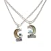 Mood Best Friends Moon and Star Pendant with on Silver Ball Chain