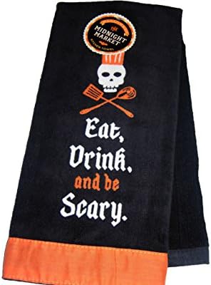 Midnight Market Eat Drink and be Scary Kitchen Towel-Black