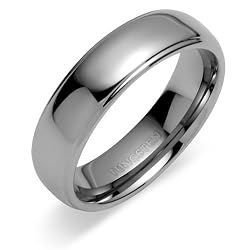 Double Grooved Rounded Top 7mm Comfort Fit Mens Tungsten Carbide Wedding Band Ring Size 8 to 13
