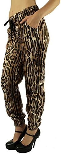 Special One - High Waist Animal Print Fleece Jogger Pants w/ Studs Accent