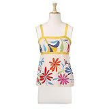 Large Floral Folk Embroidered Camisole (Petite, Tall  Misses Sizes XS-3X)