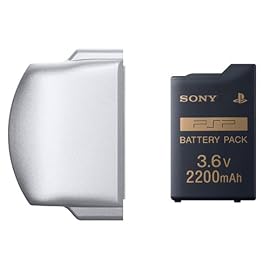 バッテリーパック(2200mAh) PSP-2000シリーズ用バッテリーカバー(アイス・シルバー)付き