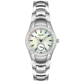 Bulova Women's Diamond Accented Mother Of Pearl Watch #96R55