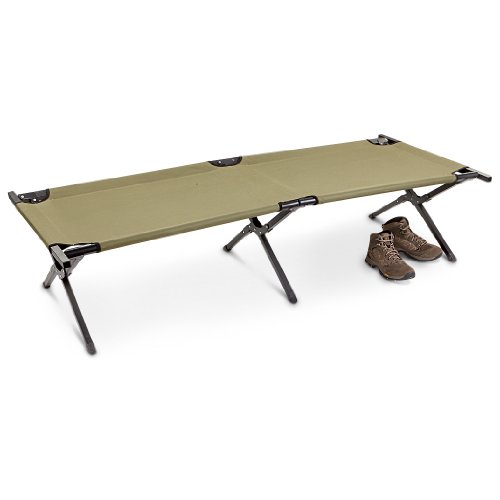 HQ ISSUE Camping Cot for Adults, Heavy-Duty Comfortable Military Army Style Portable Folding Sleeping Camp Tent Bed with Carry Bag, 225-lb Capacity