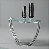 IMAGE OF Opus Contemporary End Table Glass Type: Clear, Metal Finish: Chrome (Matte Finish)