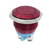 SMAKN 16mm Flush Mounted Momentary Spst Red Stainless Steel Round Push Button Switch