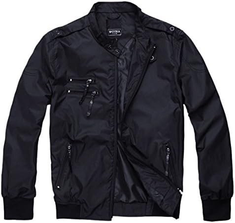 SPORTICA Men's Regular Fit Stand Collar Waterproof Jacket Black XL -Tag