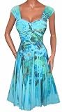 FUNFASH SUBLIMATION BLUE FLORAL SLIMMING COCKTAIL DRESS Plus Size Made in USA