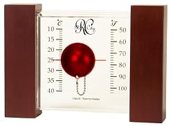 River City Clocks Rectangular Thermometer with Red Columns and Float - 6 Inches Tall - Model # L4010R