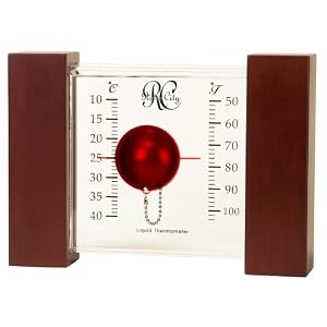 River City Clocks Rectangular Thermometer with Red Columns and Float - 6 Inches Tall -...