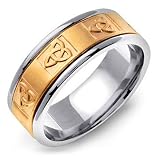 BELENOS 14K Two-Tone Gold Celtic Knot Wedding Band Ring