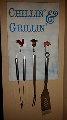 16x24 Chillin' &amp; Grillin' BBQ Painted Wood Sign