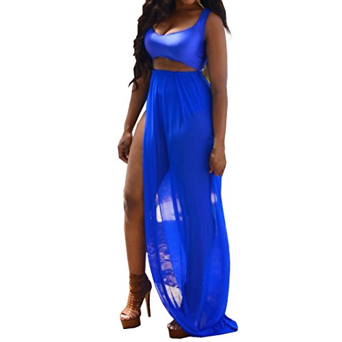 Women 2pc Set Floor Length Evening Clubwear Bodycon Bodysuit Celebrity Dress