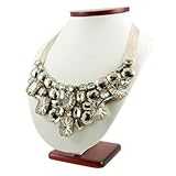 Zsa Zsa's Rhinestone and Ribbon Bib Necklace - Champagne