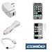 USB Data Cable + USB Car Charger + USB Home Charger + Clear Soft Silicone Skin Case + Clear Reusable Full LCD Screen Protector for Apple 2nd Generation Iphone 3G Smartphone