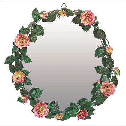 HAND-PAINTED ROSE GARLAND MIRROR