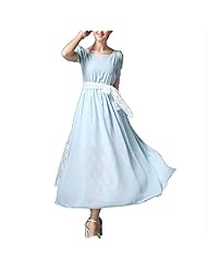 Petite Fit-and-Flare Chiffon Vintage Belted Lace  Dress