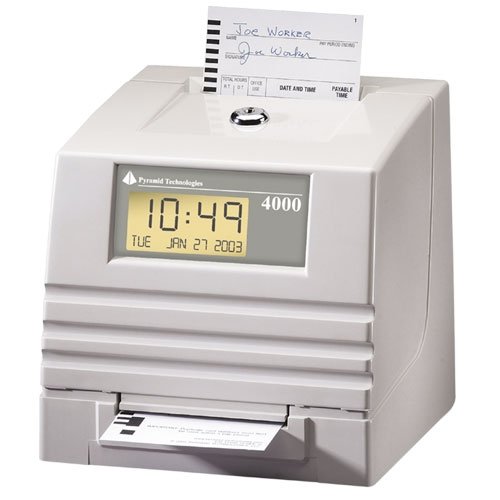 Pyramid Technologies 4000 PTI4000 electronic time clock, calculates daily/weekly/2-wk/semi-monthly/monthly