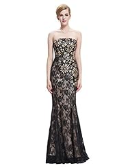 Strapless Satin/Silk  Floor Length Sequined Lace  Ball Gown Evening Dress/Prom Dress/Party Dress 