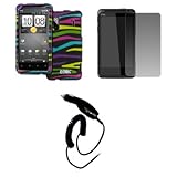 EMPIRE Sprint HTC EVO Design 4G Black with Multi Color Zebra Stripes Rubber ....