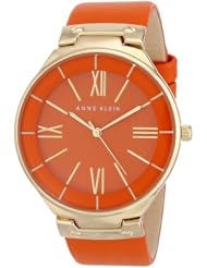 Anne Klein Womens AK/1612OROR Gold-Tone Orange Leather Strap Watch