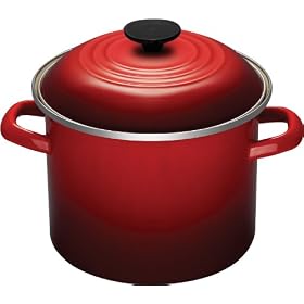Le Creuset Enamel-on-Steel 6-Quart Covered Stockpot, Cherry (Kitchen) 
