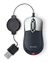 Belkin optische Notebook-Maus schnurgebunden mit einziehbarem Kabel schwarz/ silber