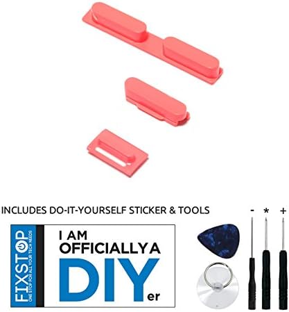 New iPhone 5C Vibrate Mute Switch Volume and Power Button Replacement Part with Tools Kit (Pink) - FIXSTOP®