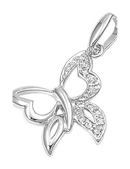 Sterling Silver Unique Butterfly Pendant Best Seller Charm Pure 925 New 23mm with 1mm Box Chain