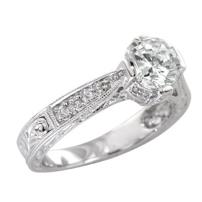 0.12 CT DIAMOND ANTIQUE STYLE ENGAGEMENT RING SETTING MADE IN 18K WHITE GOLD